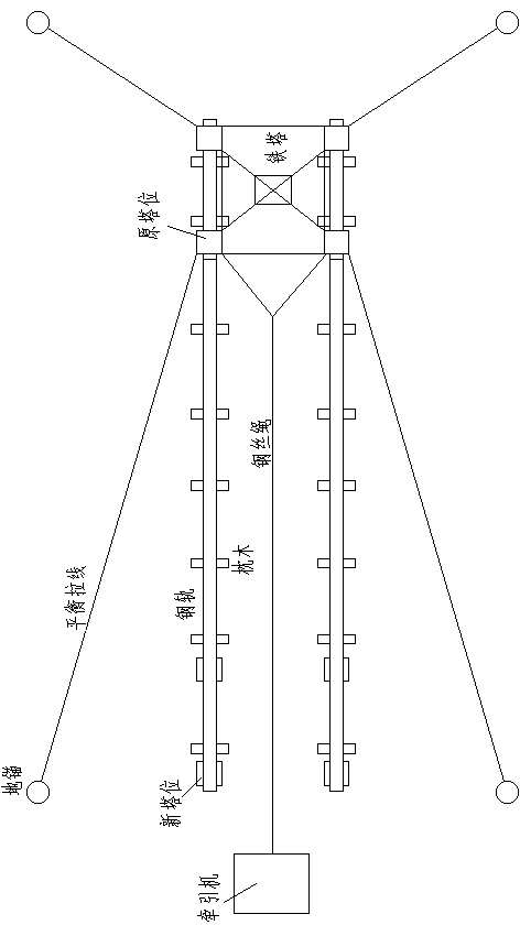 Construction method for overall iron tower displacement