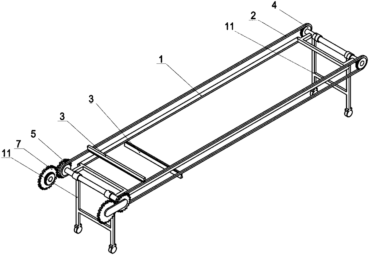 Online cleaning device of lower chains of tobacco cutting machine