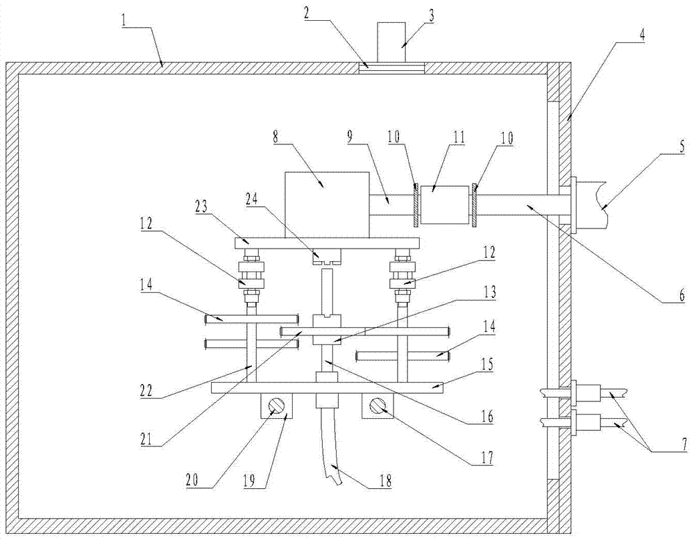 Torsion experiment testing device under hot vacuum environment