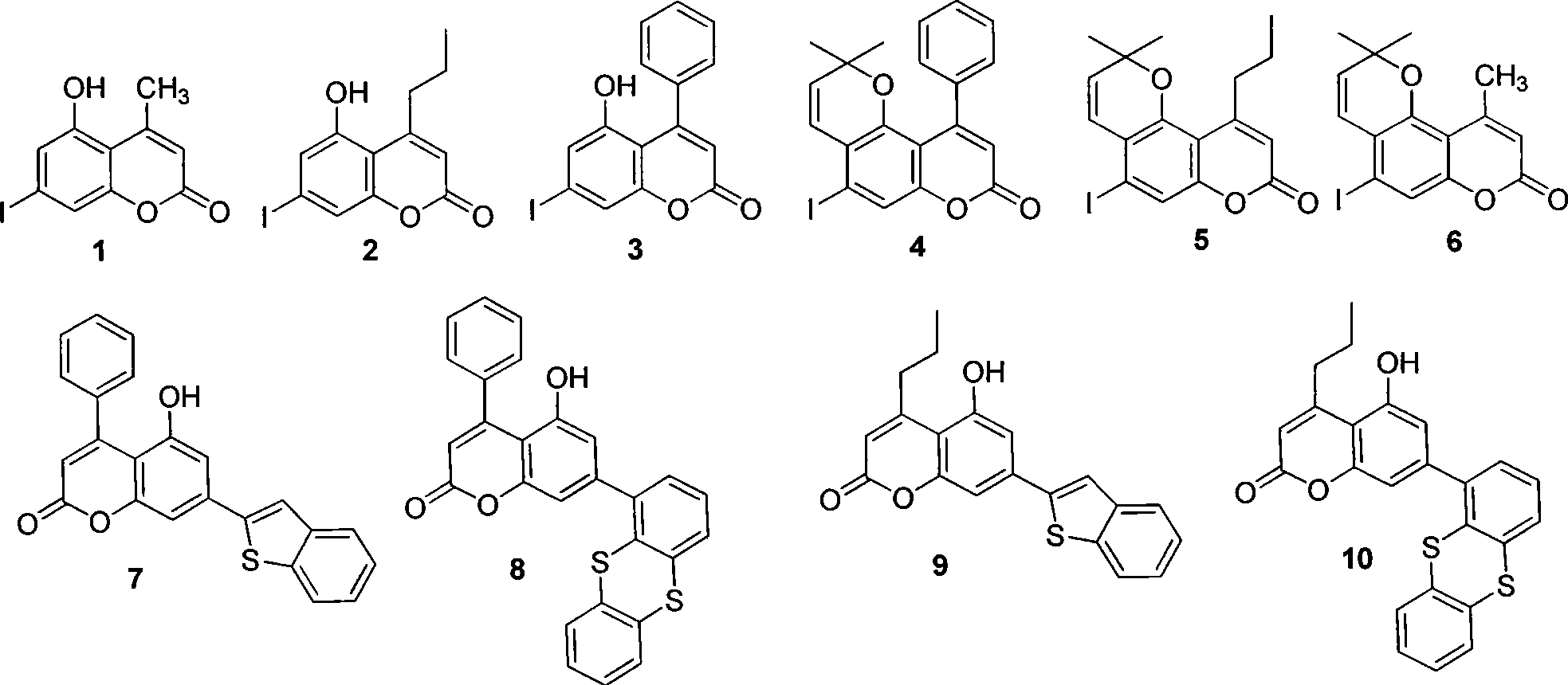 5-hydroxy coumarin and pyranoid type coumarin compounds, synthesizing method and use