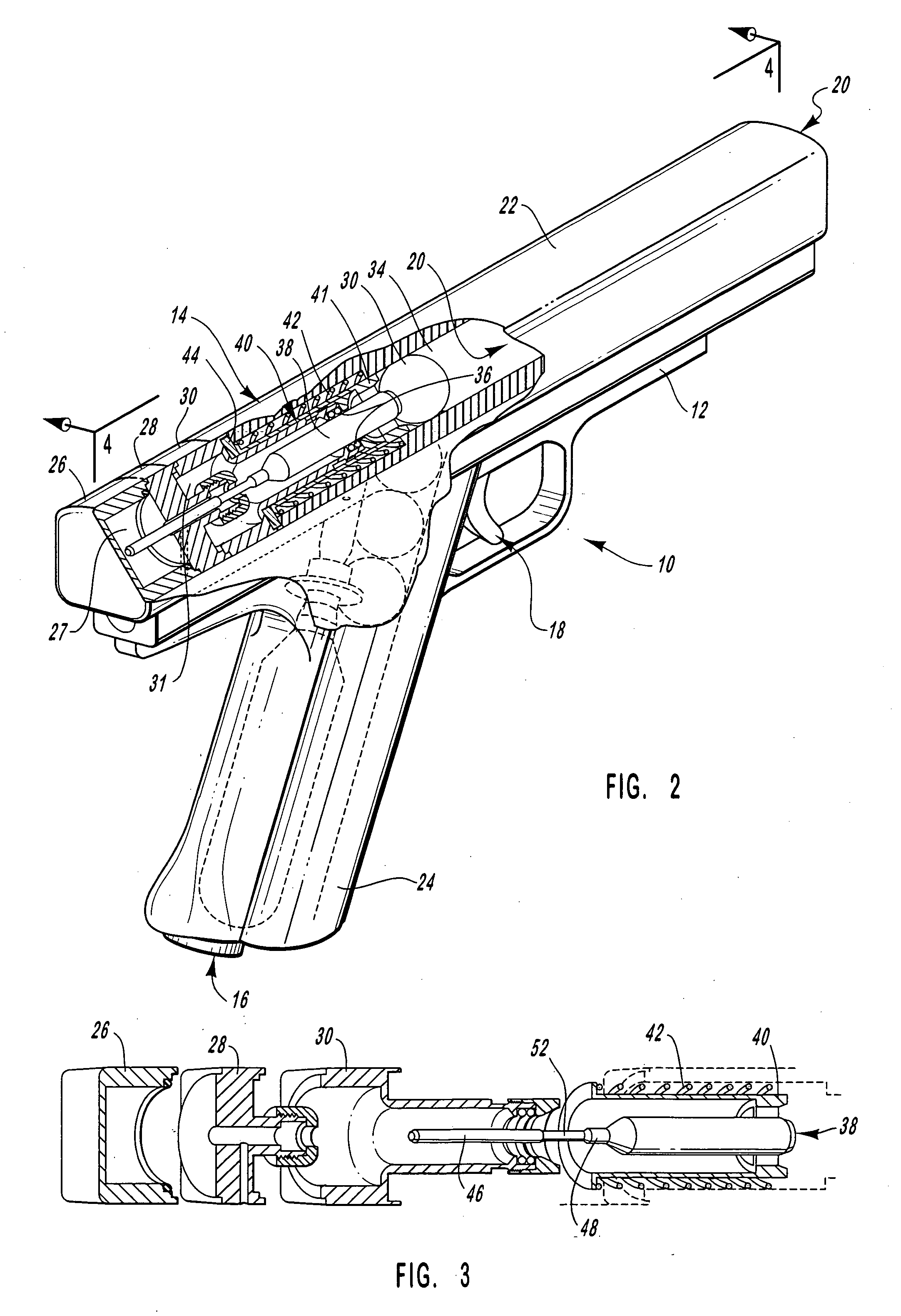 Semi-automatic-firing, compressed-gas gun