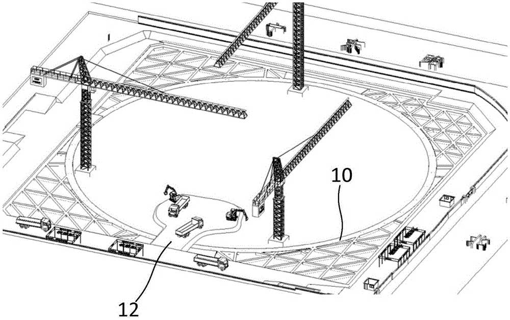 Earth excavation method under annular support of deep foundation pit