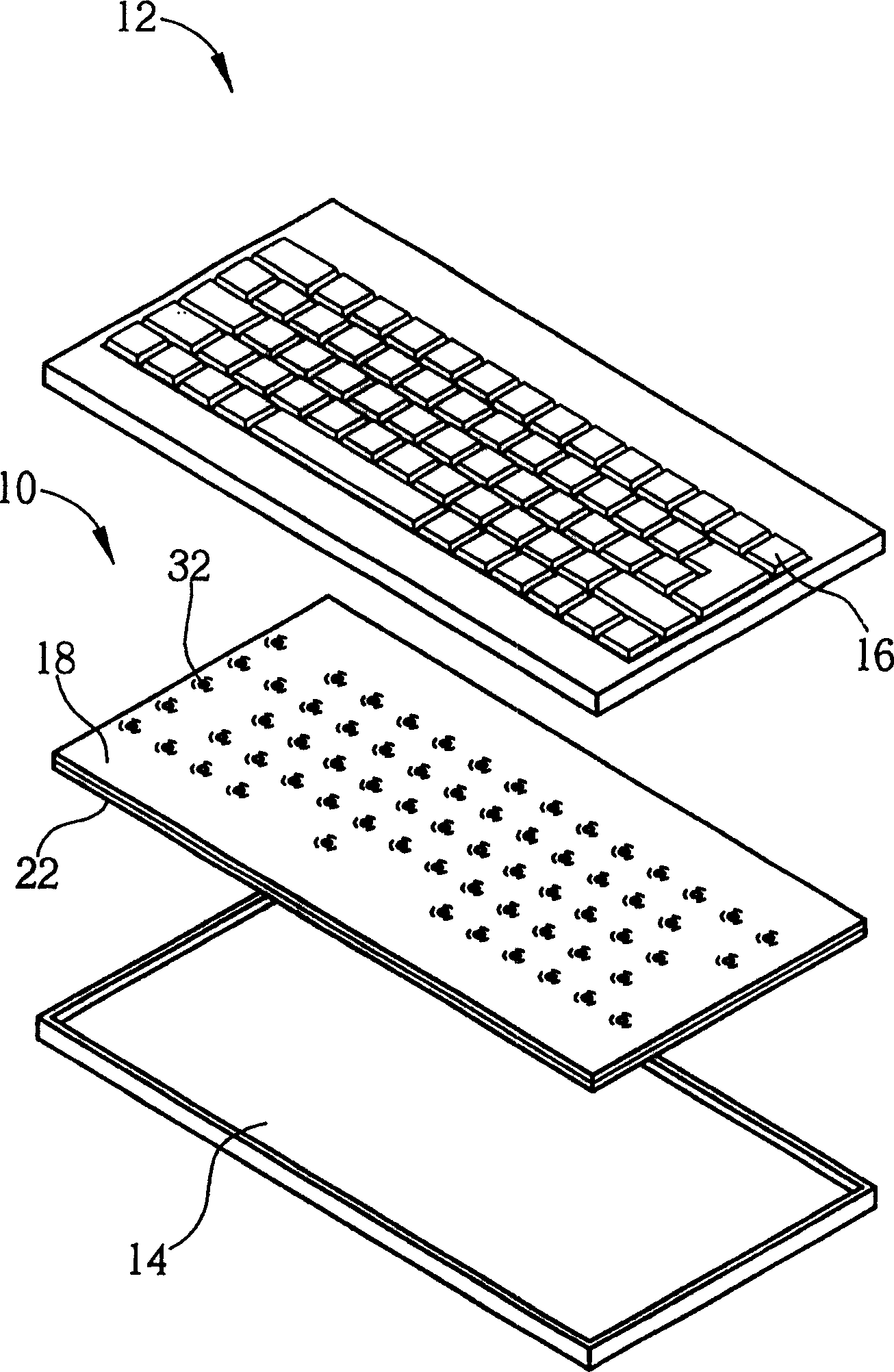 Film-type switching circuit board with pressure-regulatable air chamber