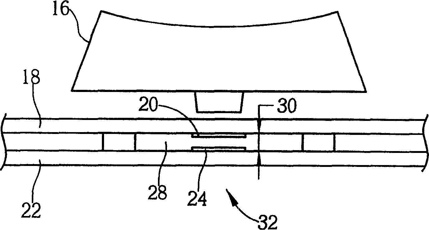 Film-type switching circuit board with pressure-regulatable air chamber