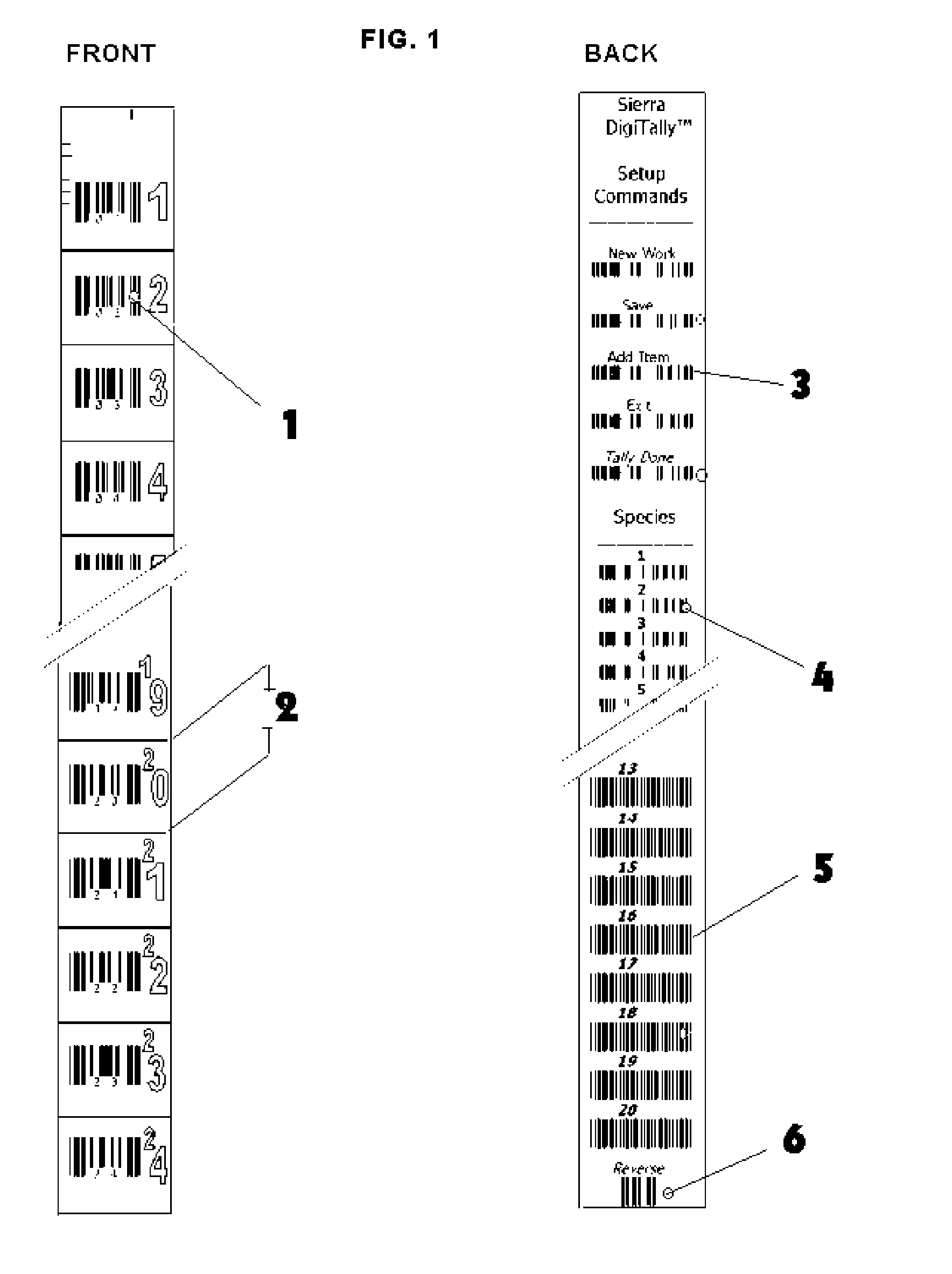 Practical mobile data collecction and processing system with bar-coded tally ruler
