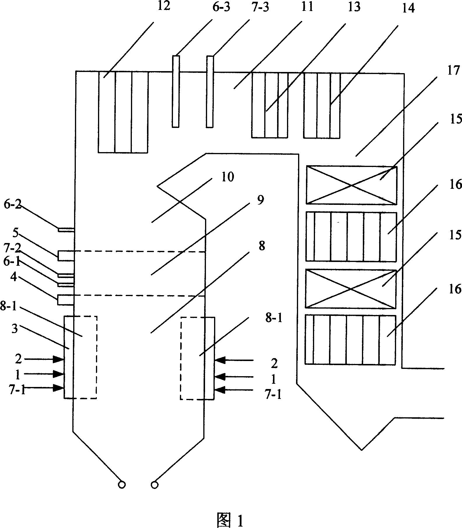 Method of decreasing release of nitrogen oxide in the pulverized-coal fired boiler and its used boiler