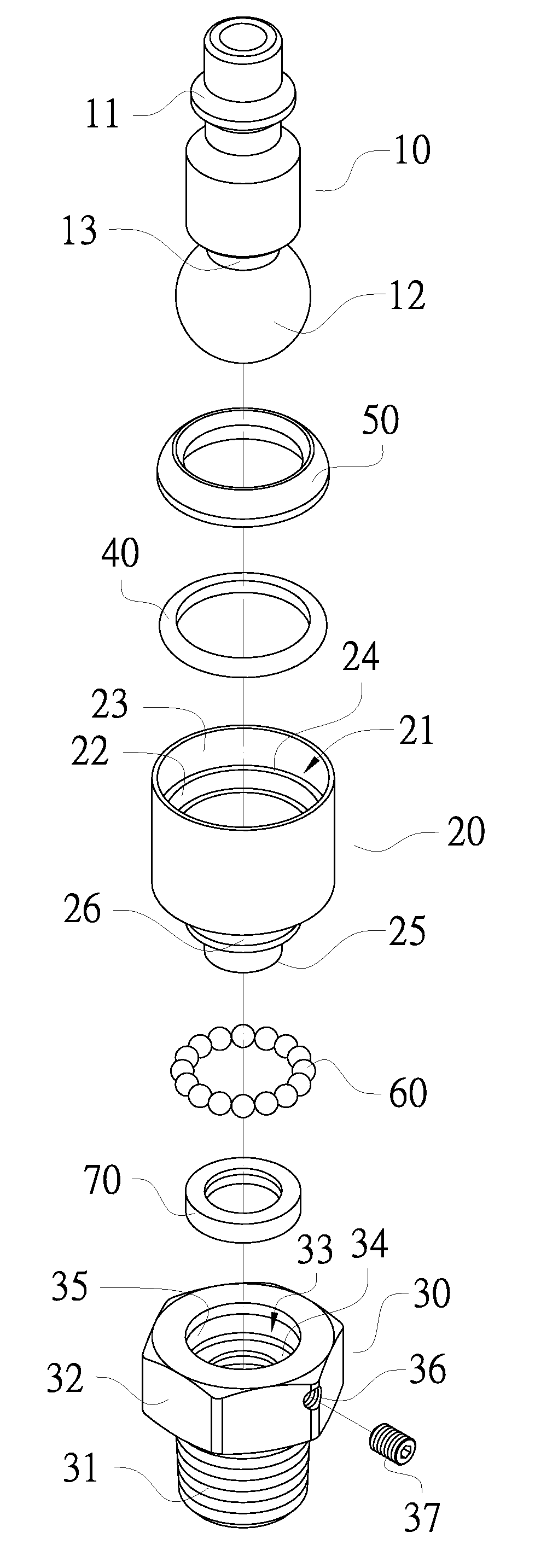 Quick plugging set of pneumatic tools