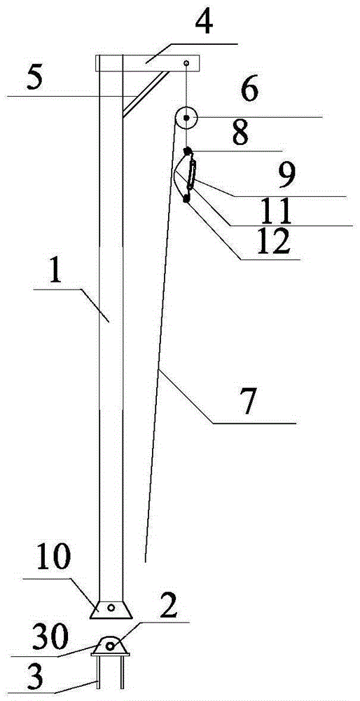 Movable independent derrick mast lifting device and lifting method thereof