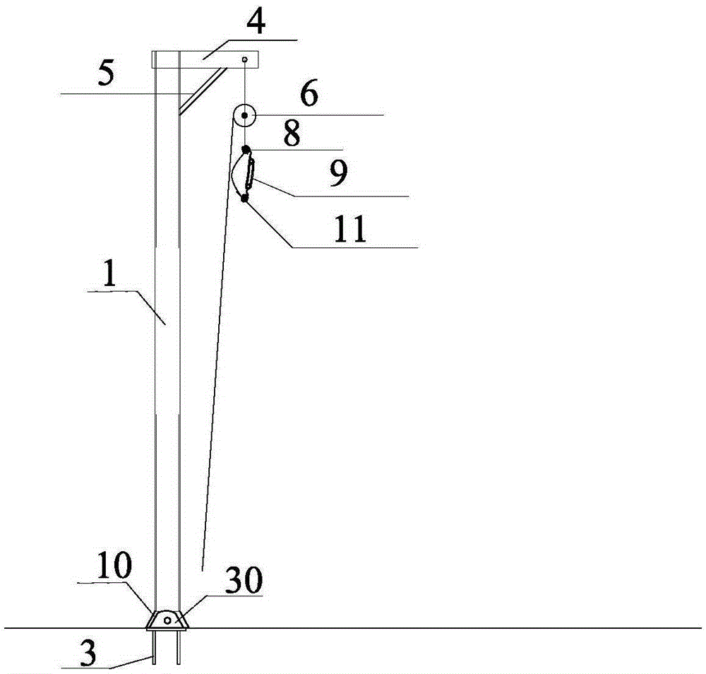 Movable independent derrick mast lifting device and lifting method thereof