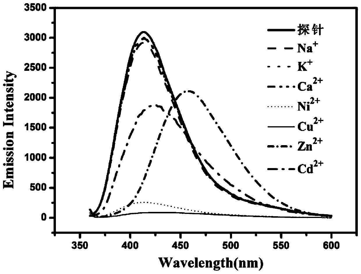 Ratio-sensing zinc ion fluorescent probe and preparation method and application thereof