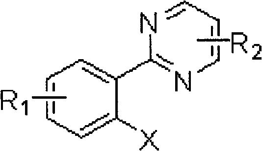 Aryl pyrimidine ortho-single halogen substituted compound and synthetic method thereof