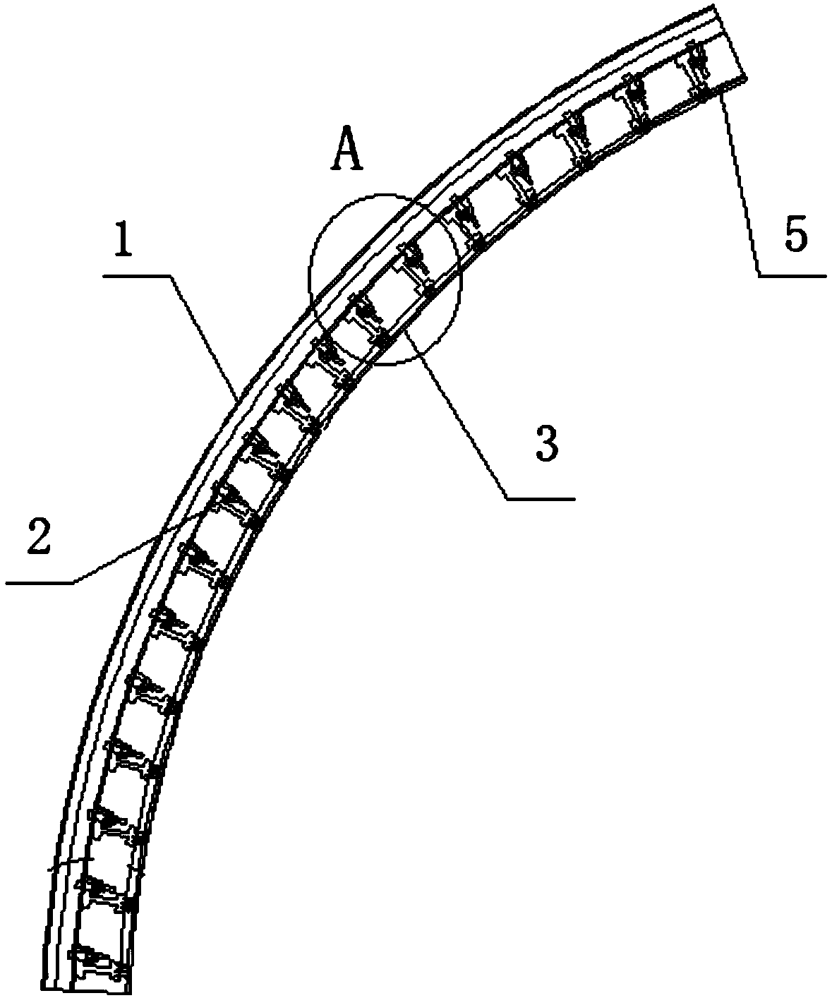Arc-shaped backing plate used for adjusting curved formwork and mounting process thereof