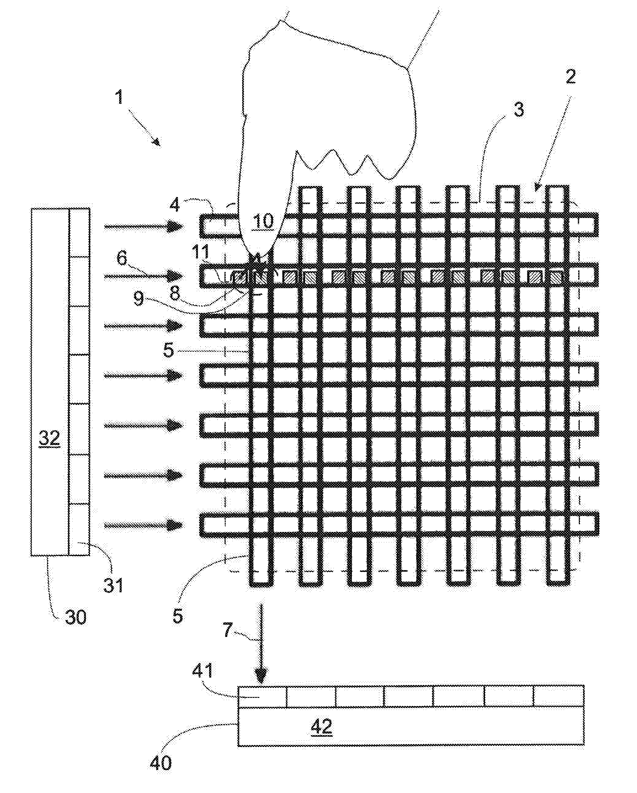 Light guide assembly for optical touch sensing, and method for detecting a touch