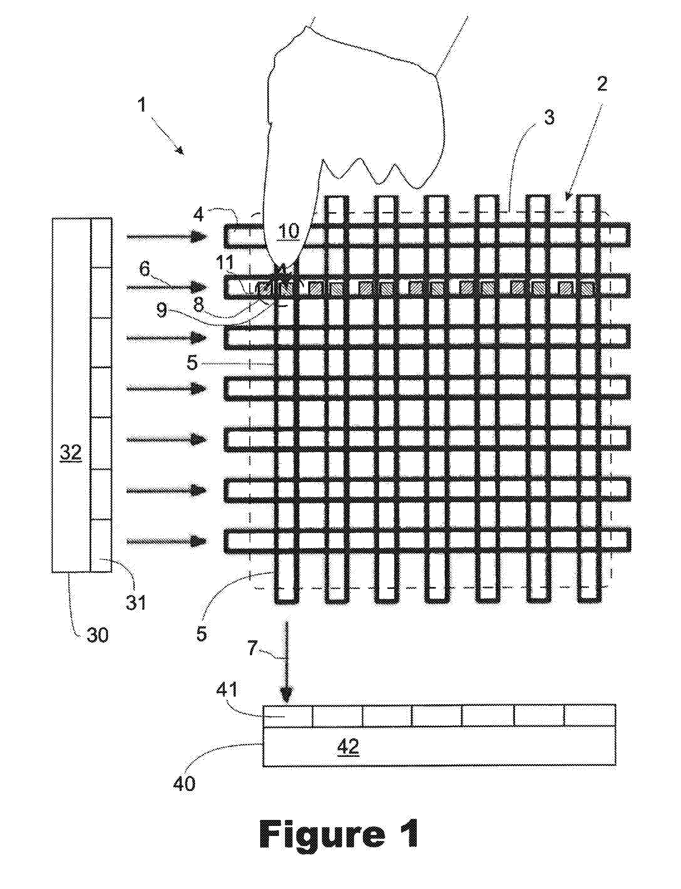 Light guide assembly for optical touch sensing, and method for detecting a touch