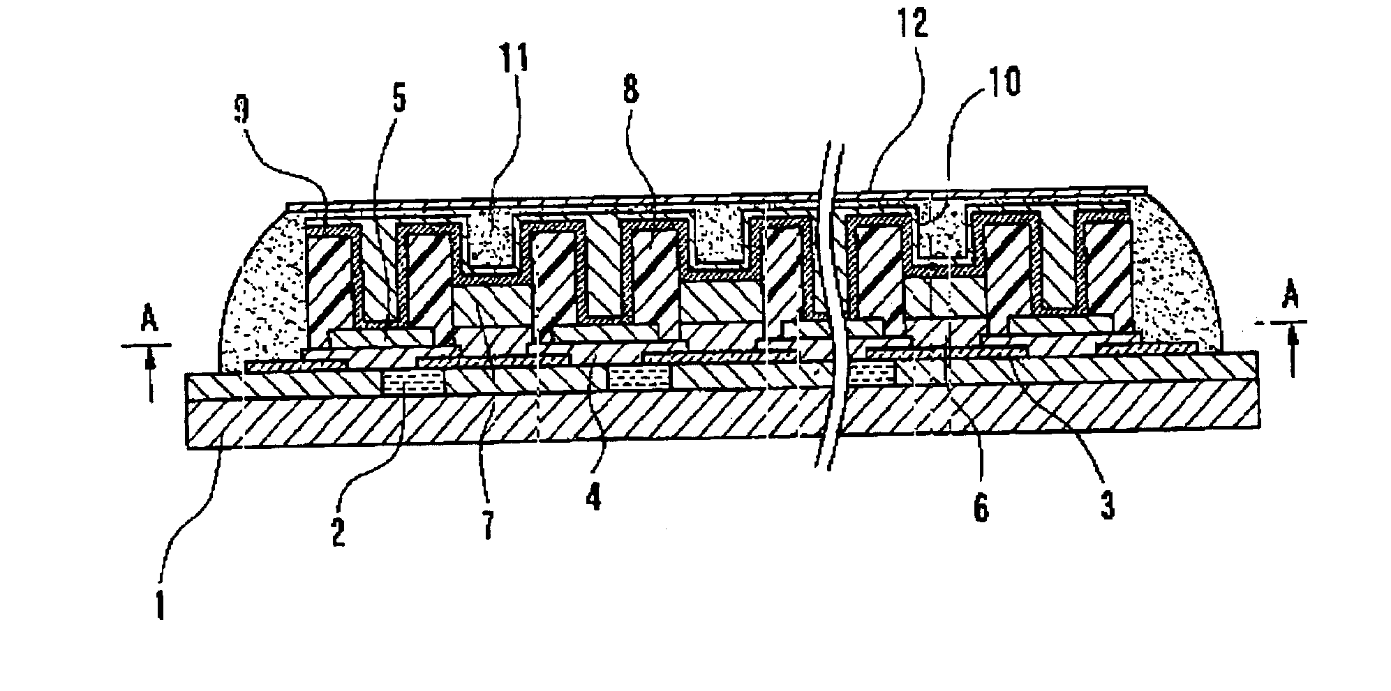 Organic electroluminescent device having wiring lines under the partition walls and electronic apparatus using the same