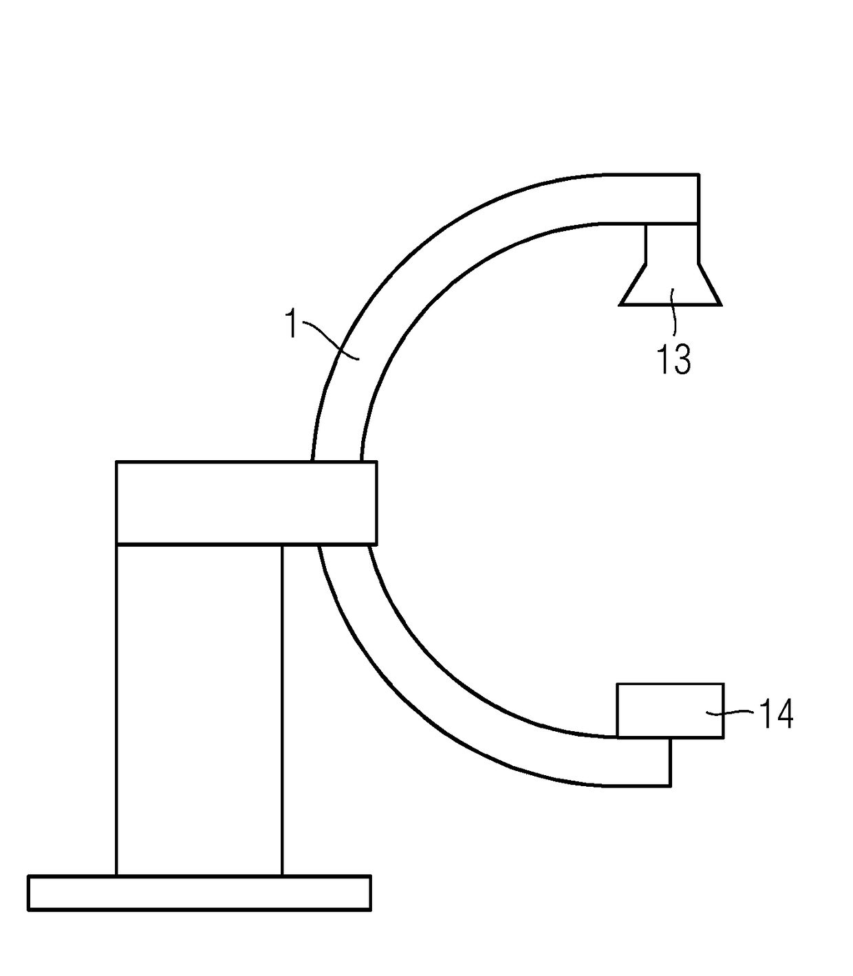 Device having a c-arm and x-ray imager