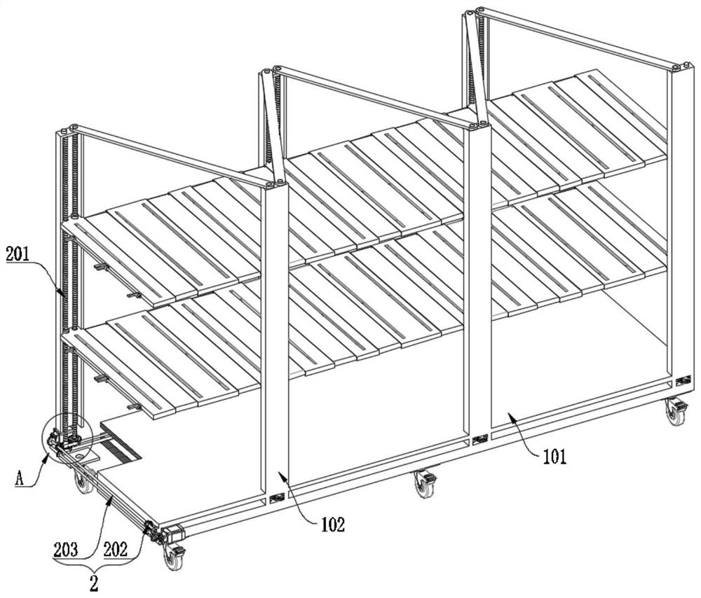 Goods picking and conveying frame structure for logistics warehouse
