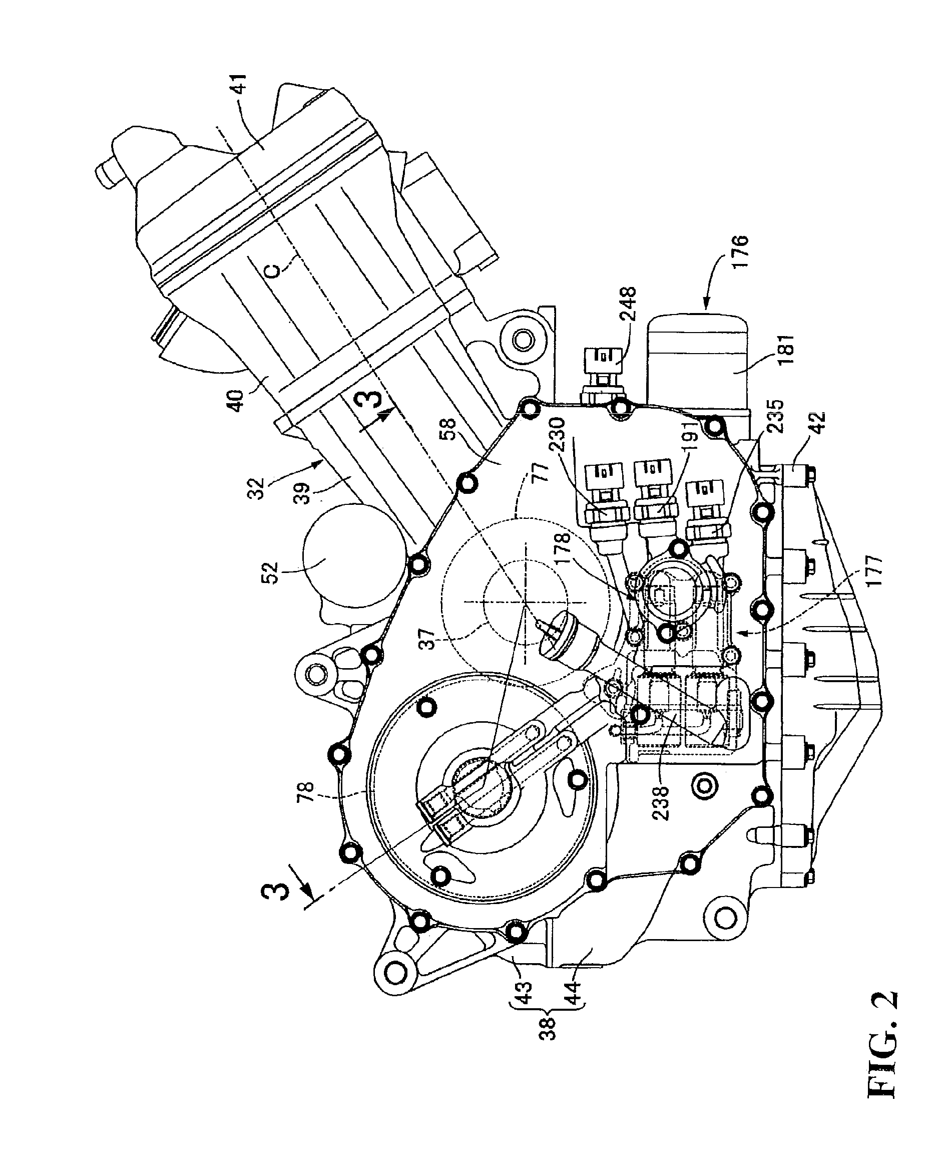 Internal combustion engine and supplying oil path structure for hydraulic clutch in internal combustion engine