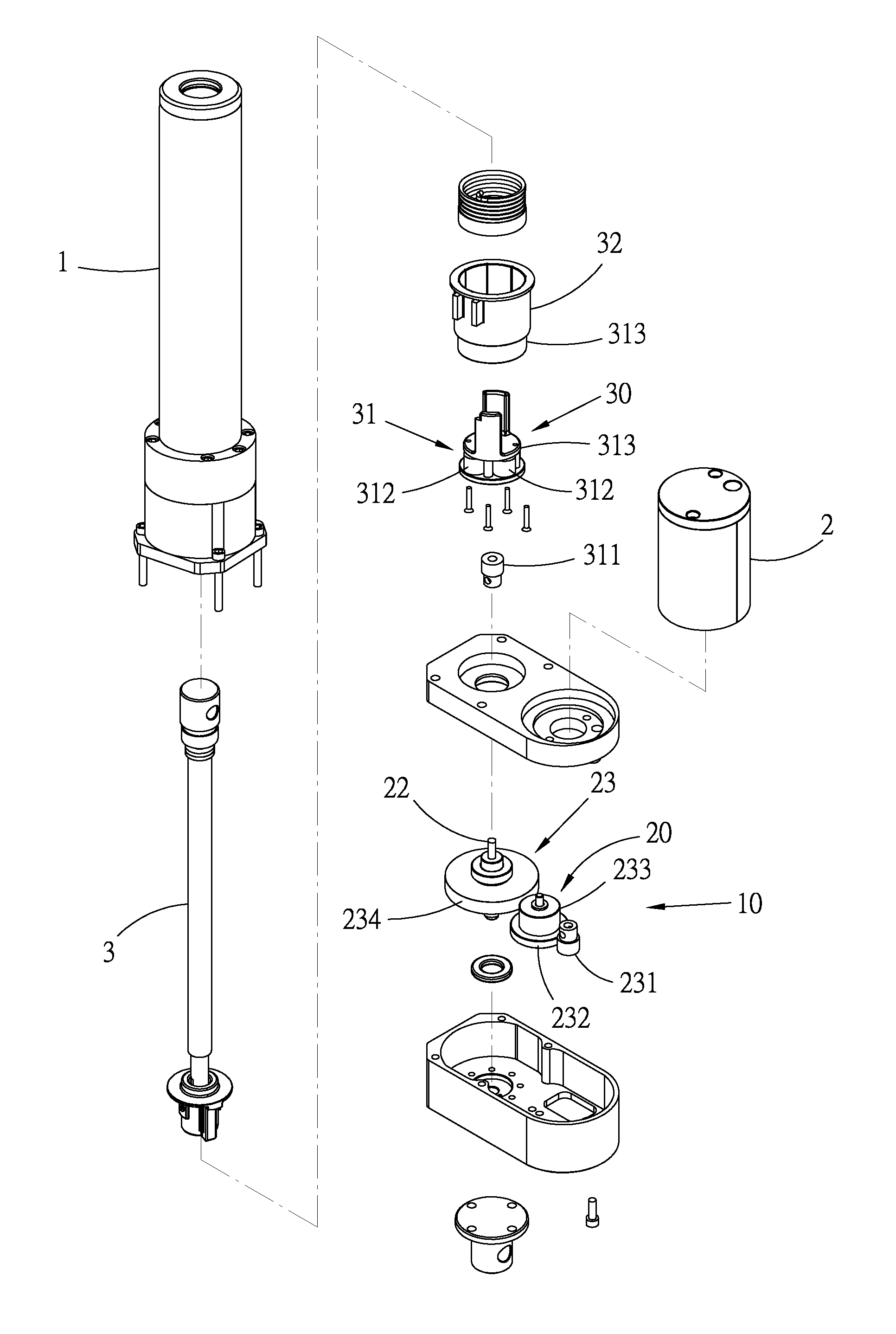 Complex reduction mechanism of linear actuator