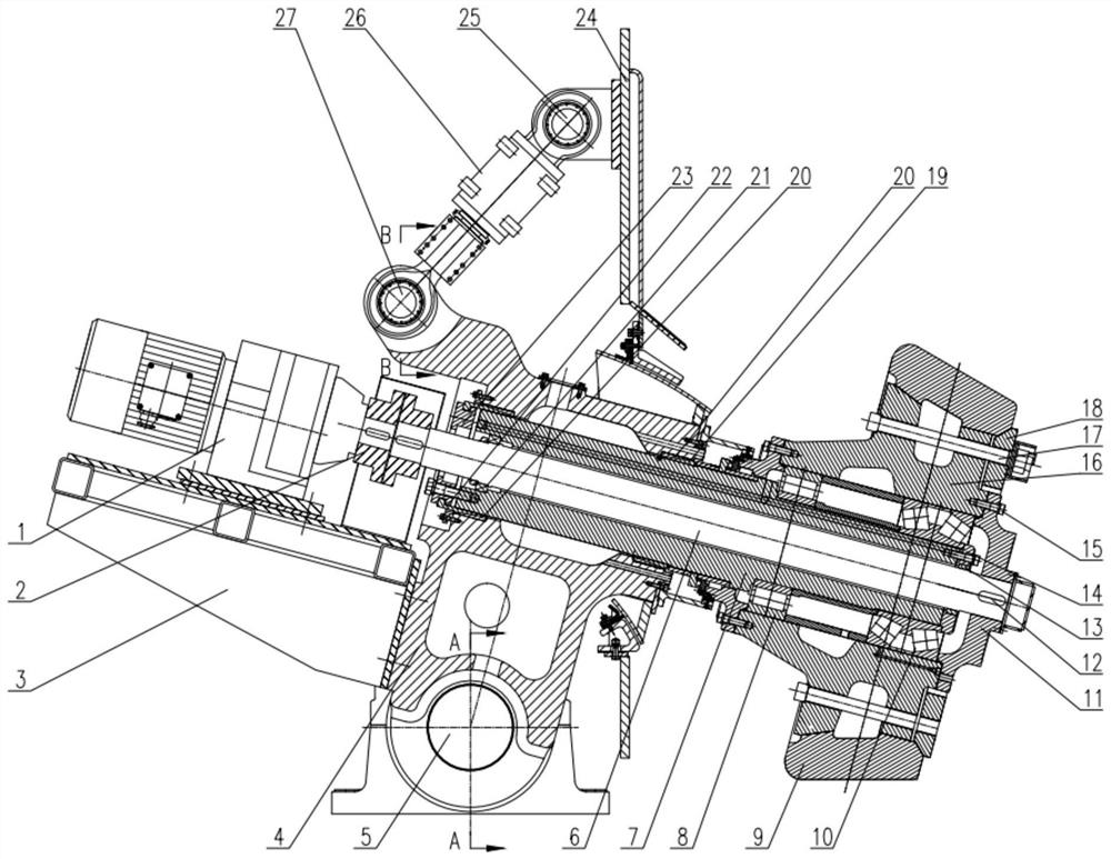 Grinding device driven by auxiliary grinding roller