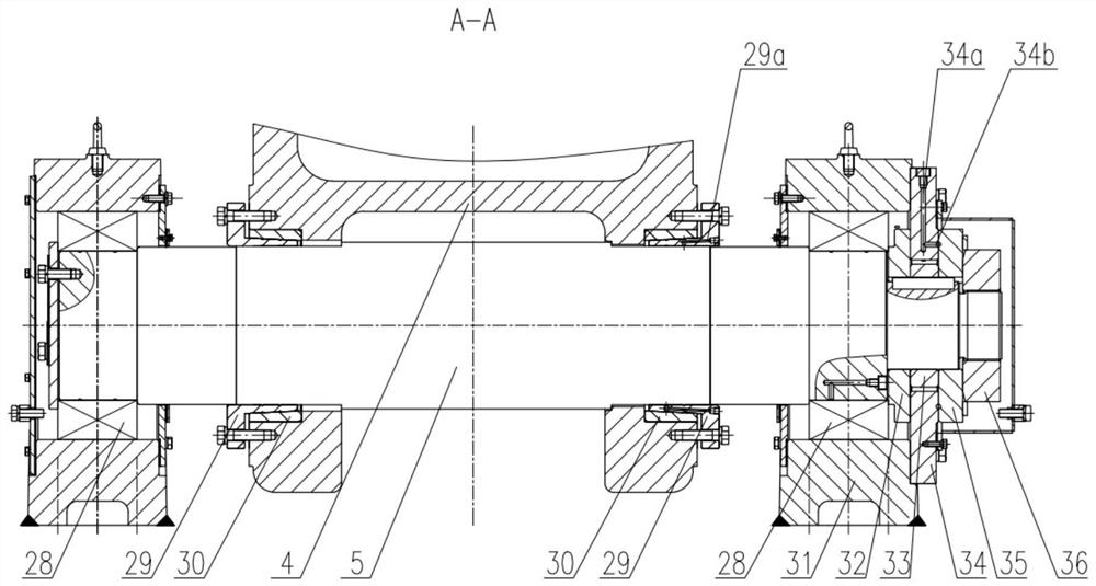 Grinding device driven by auxiliary grinding roller