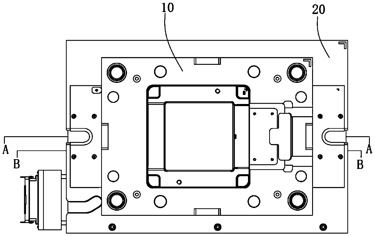Injection mold for buffering L-shaped sheets