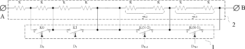 Numerical control rheostat based on weighting switching network