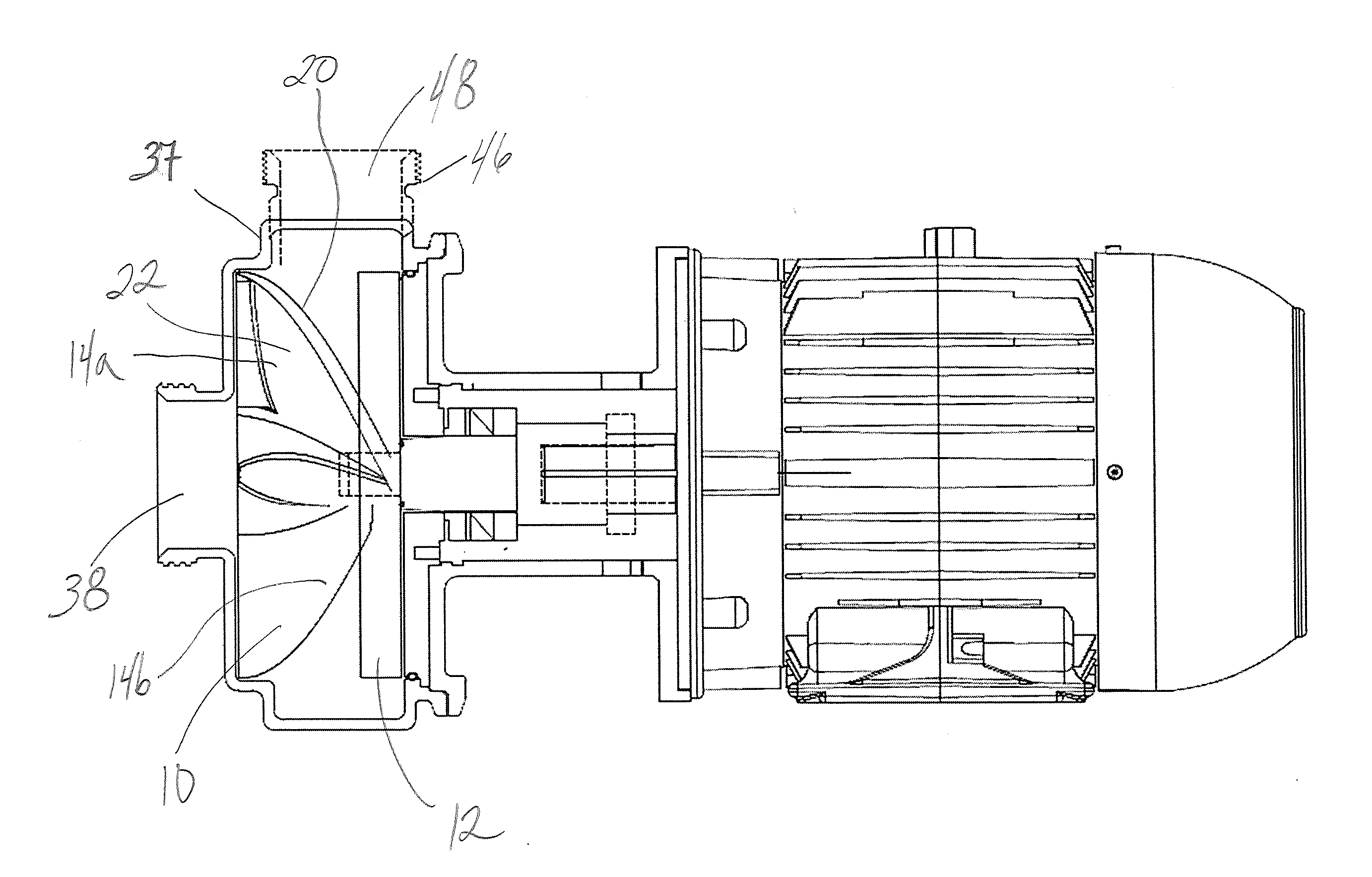 Radial impeller and casing for centrifugal pump