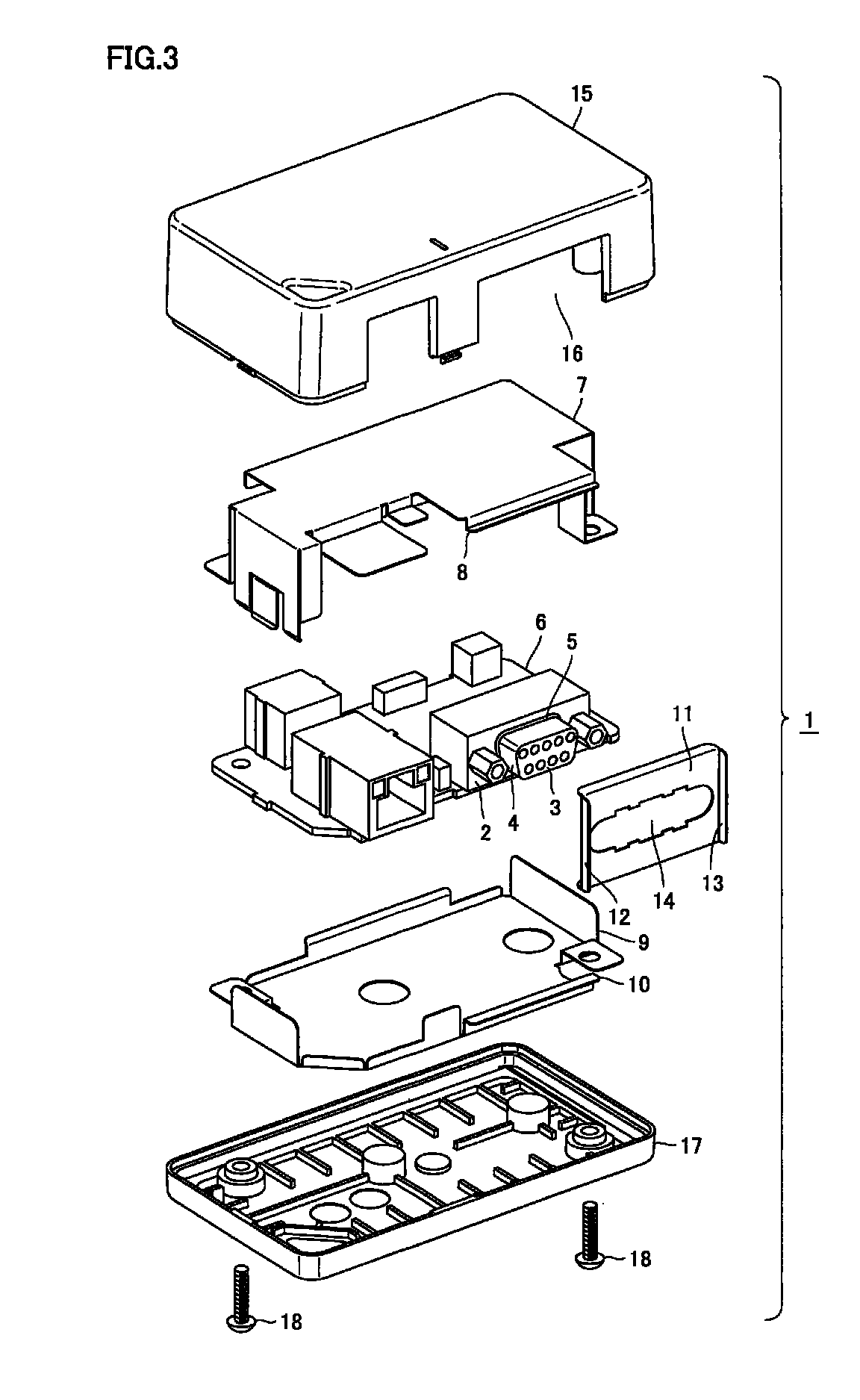 Electromagnetic shield structure of electronics housing