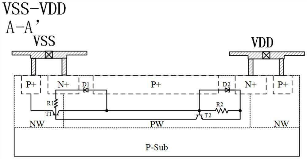 Bidirectional voltage-stabilizing electrostatic surge full-chip protection integrated circuit