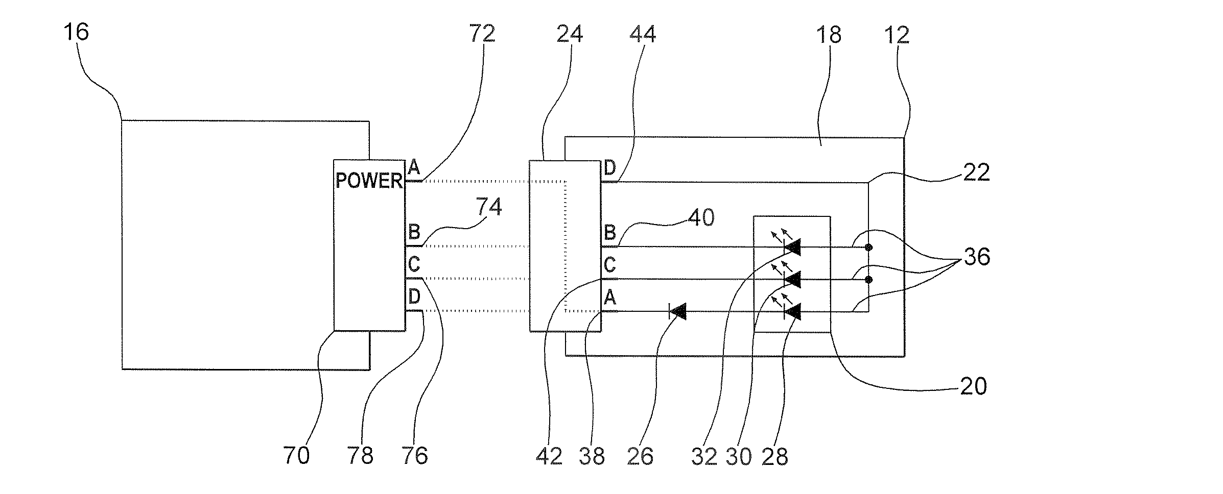 Non-mechanical means for connector polarization for a lighting system