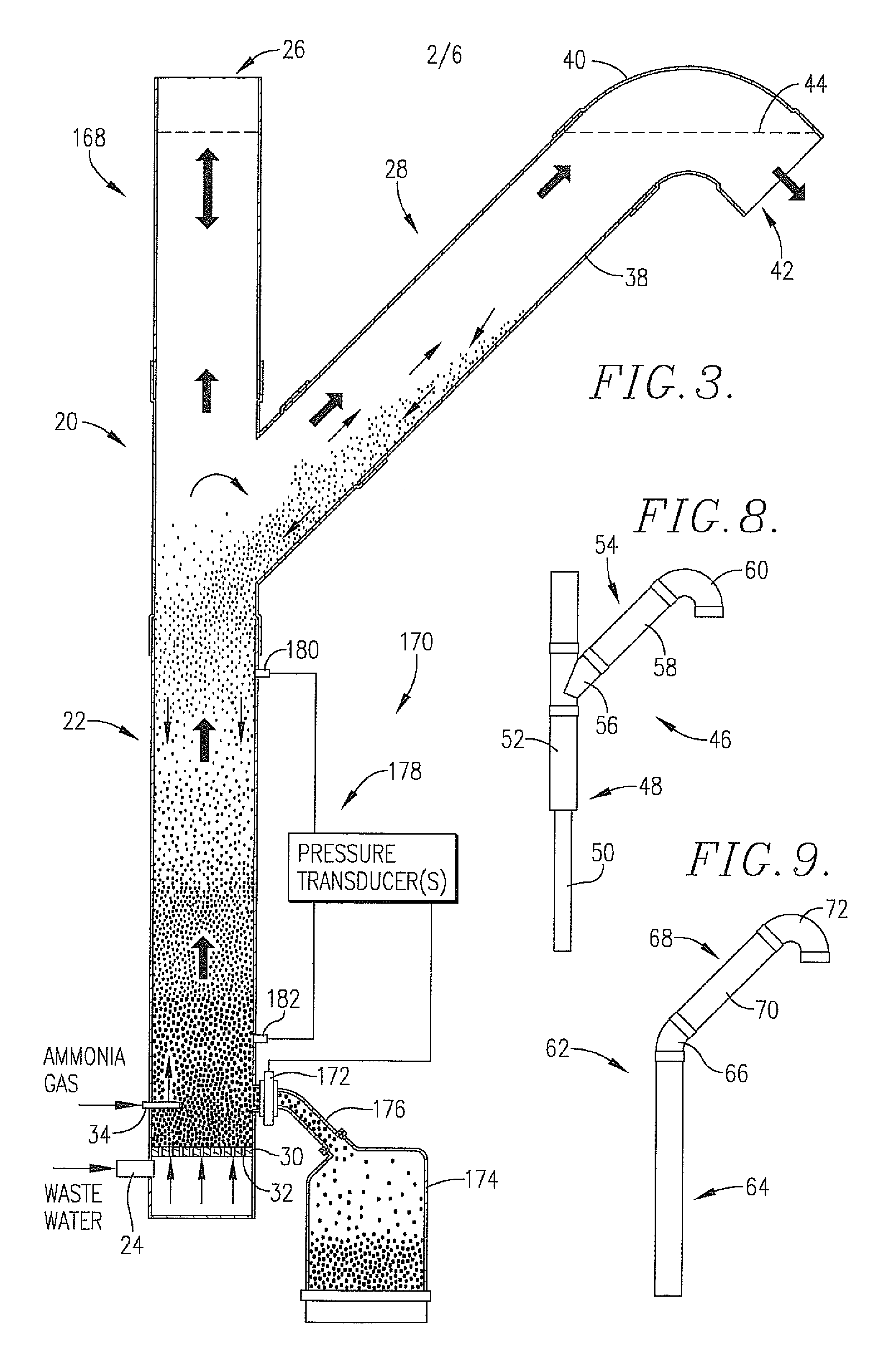 Fluidized bed precipitator with optimized solids settling and solids handling features for use in recovering phosphorus from wastewater