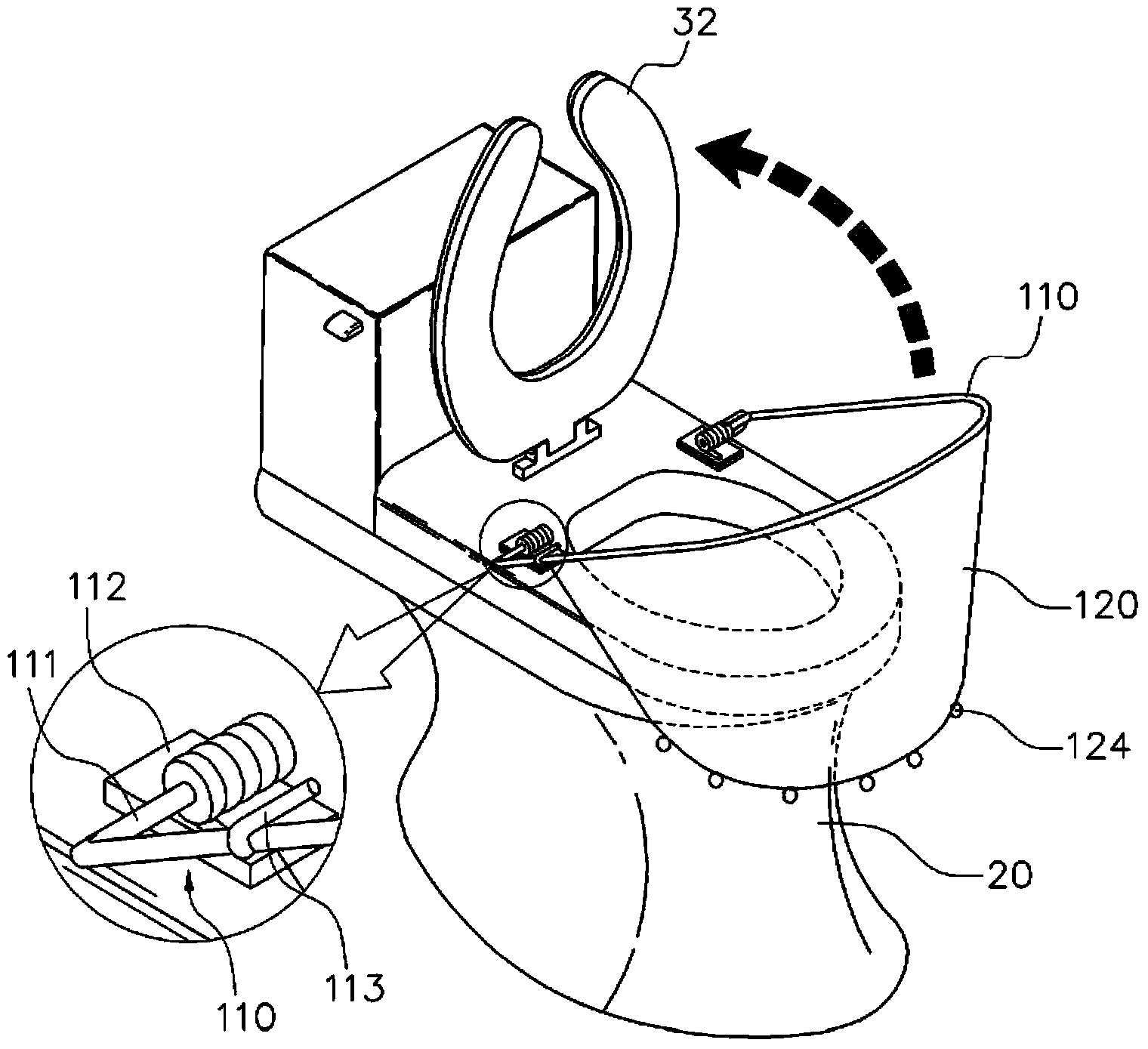 Toilet provided with urine splash prevention apparatus