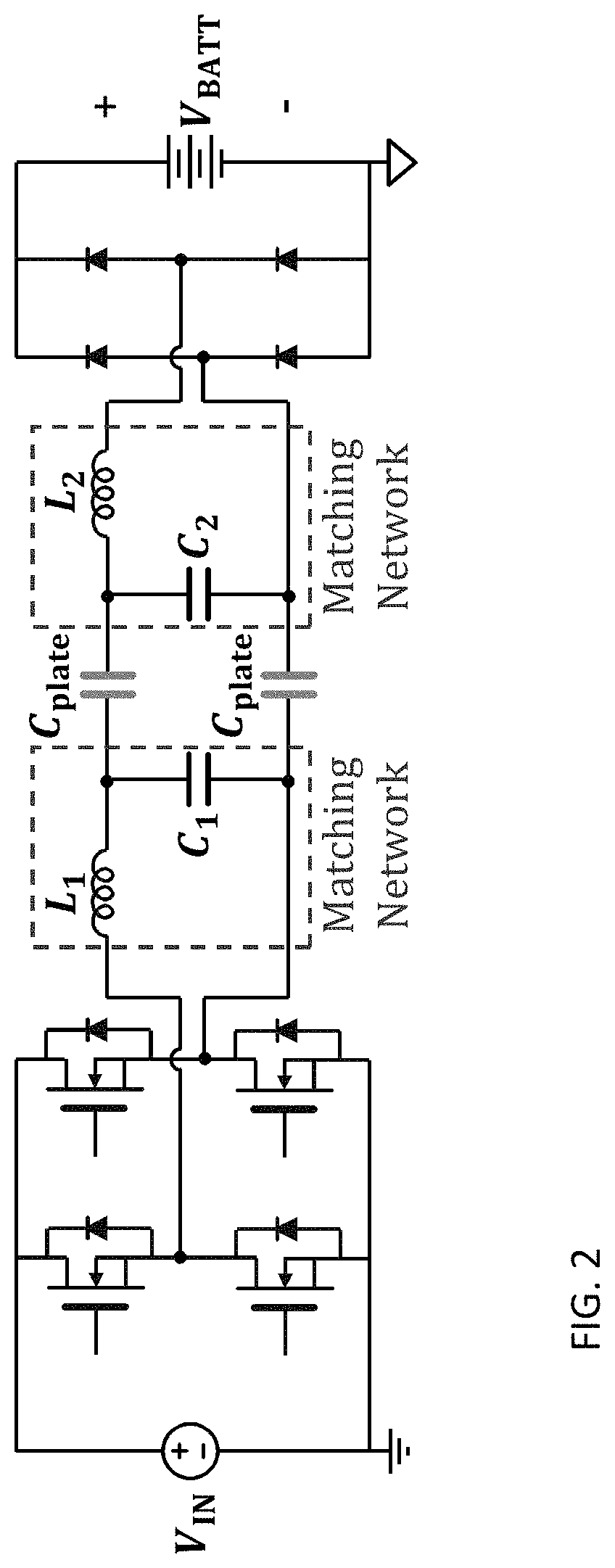 Matching networks, inductors, and coupled-inductor capacitive wireless power transfer circuit and related techniques