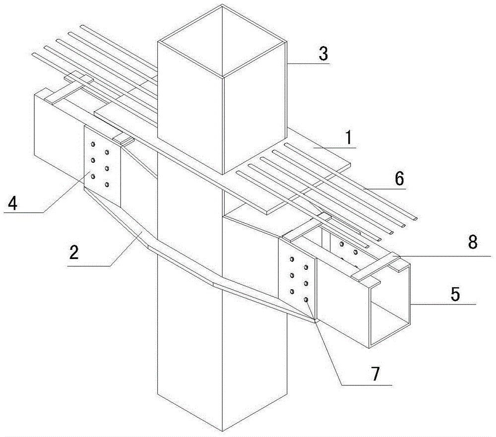 Steel-encased concrete composite beam-steel pipe column connection joint