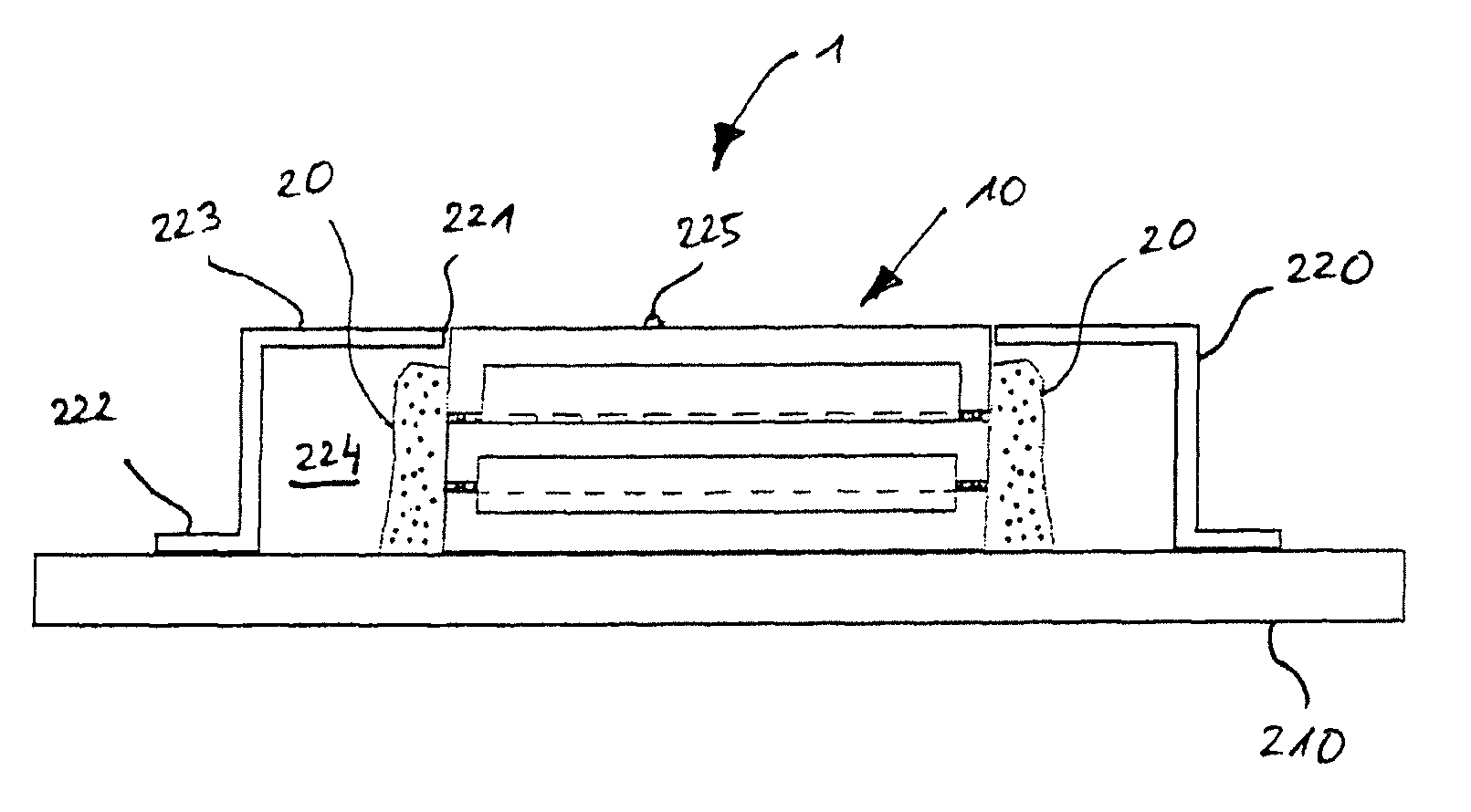 Apparatus having a screened structure for detecting thermal radiation