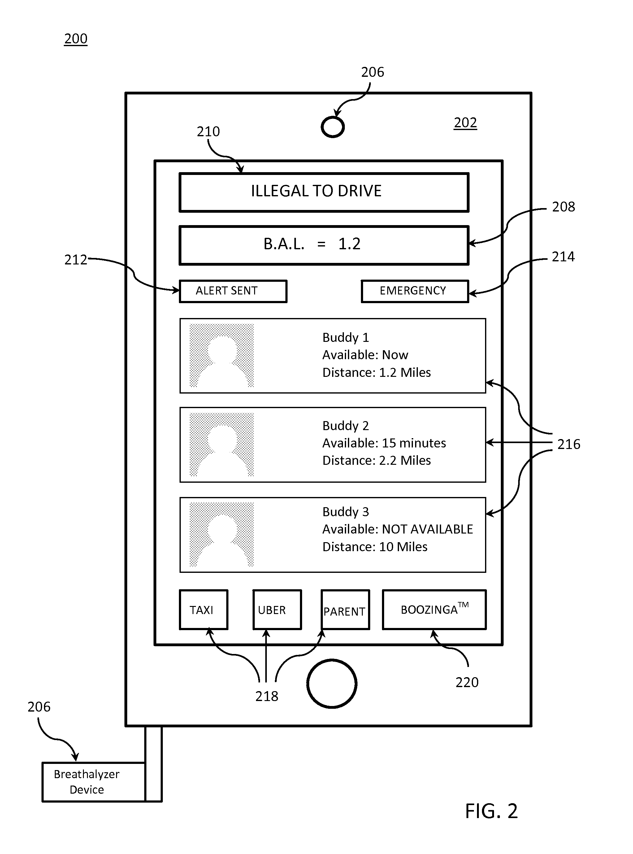 System and method for testing blood alcohol level and transmitting the results using a mobile device