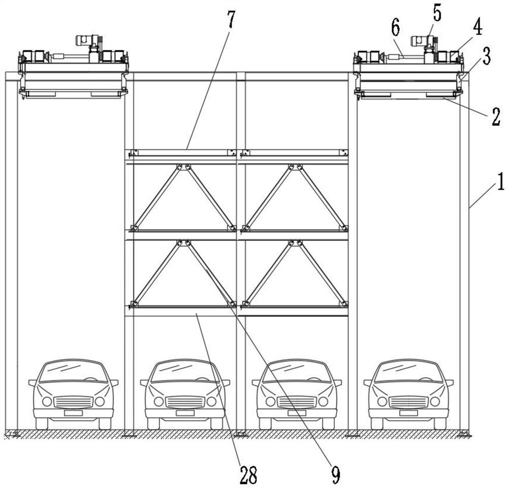 Lifting transverse moving type three-dimensional parking garage and using method thereof