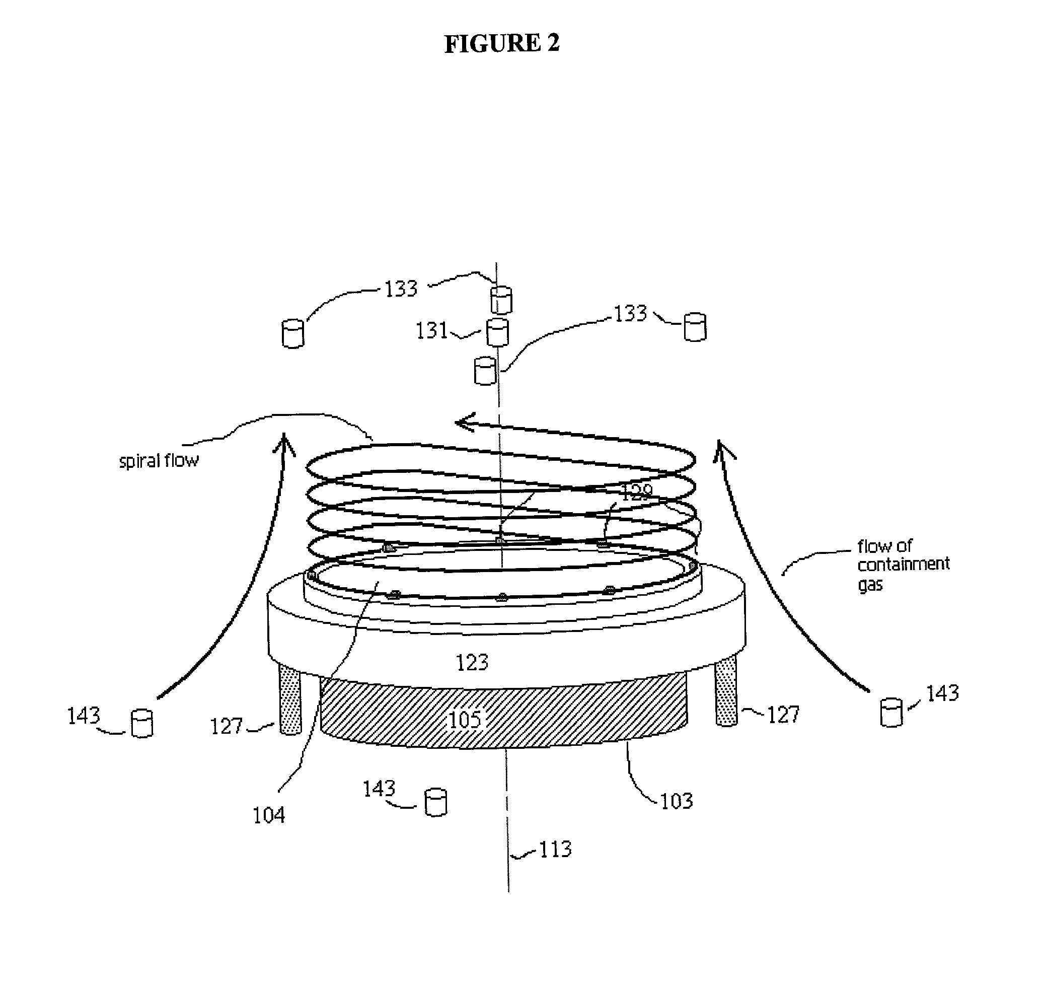 Spiral gas flow plasma reactor