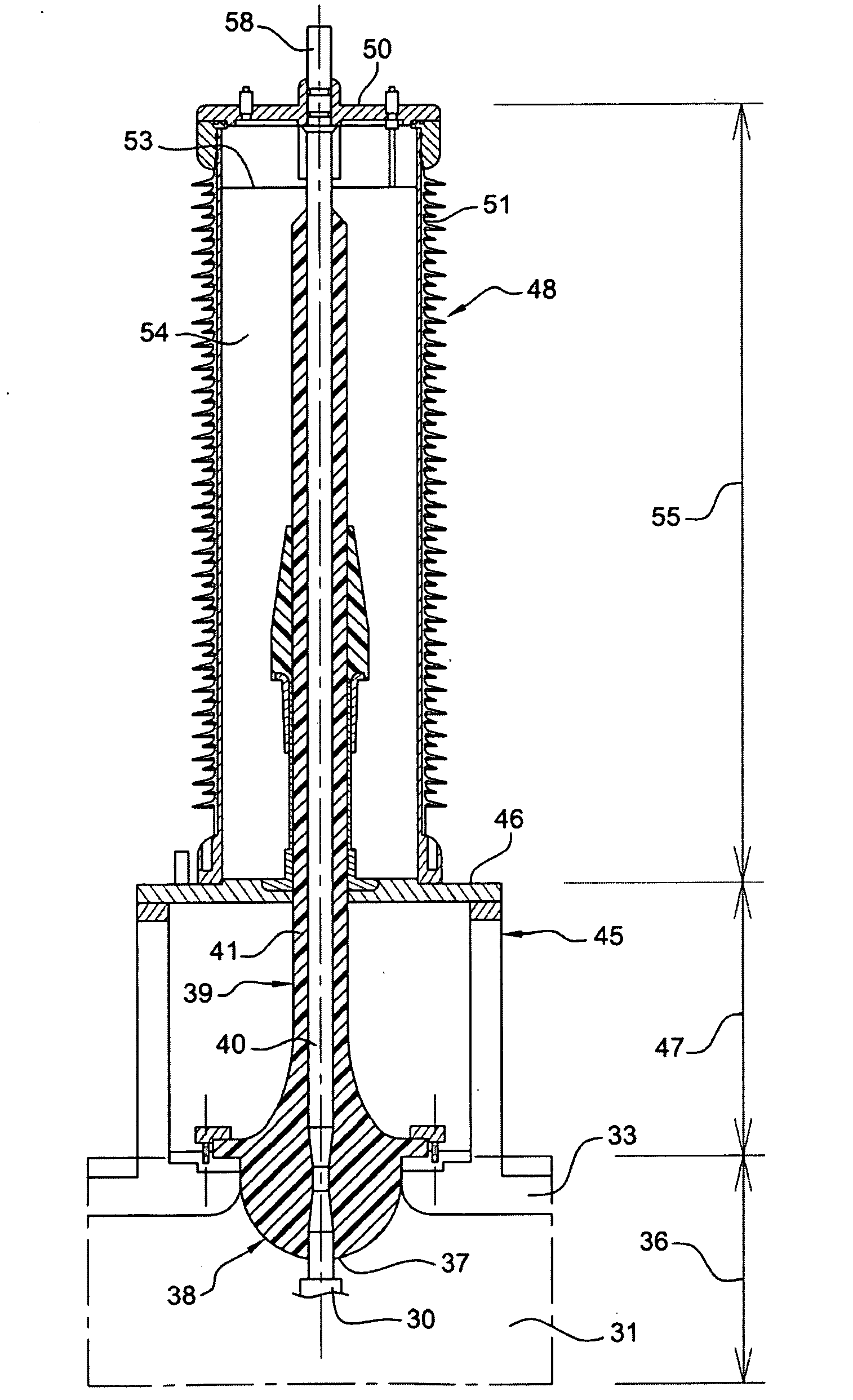 Electrical connection structure for a superconductive element