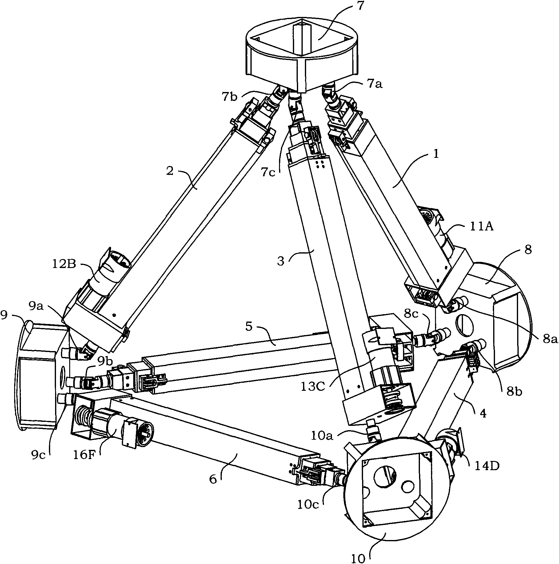 Tetrahedral rolling robot with parallel mechanism