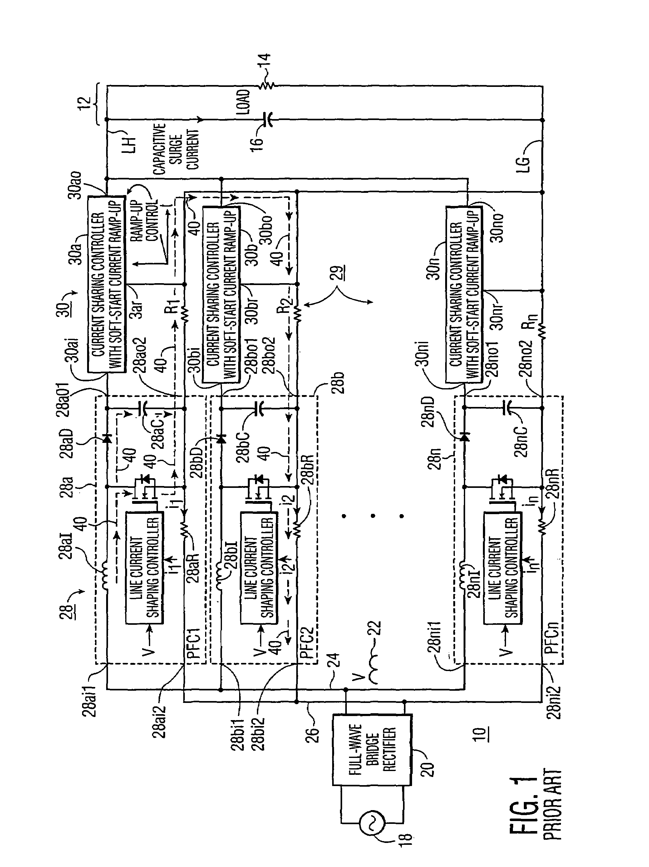 Precharging load capacitor for power-factor-corrected AC-to-DC power supply