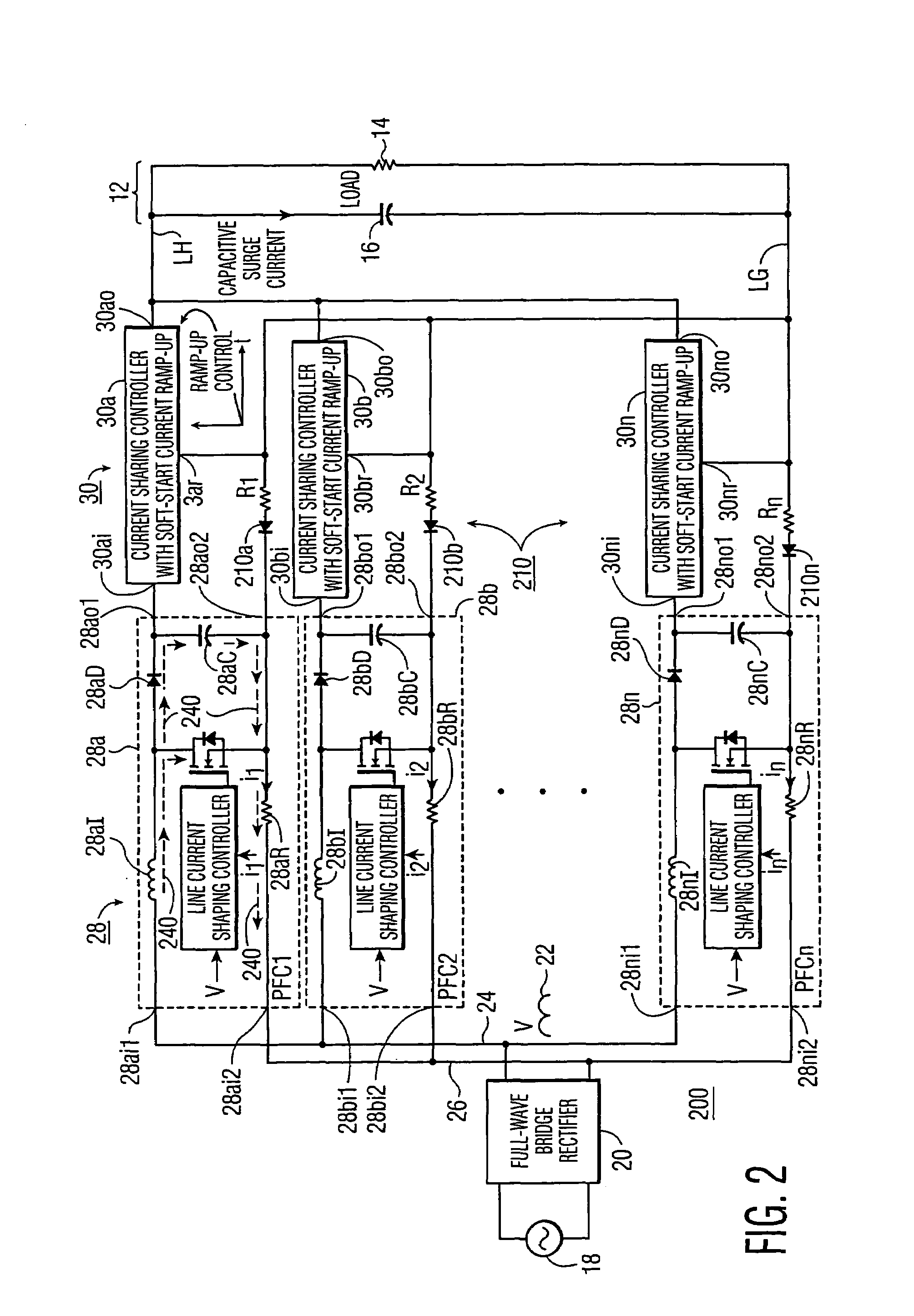 Precharging load capacitor for power-factor-corrected AC-to-DC power supply