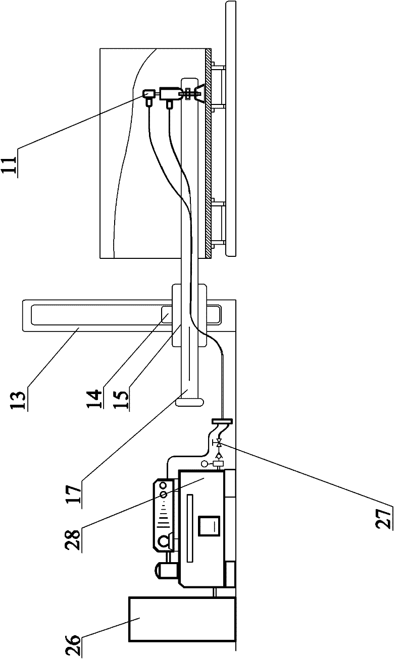 Rust-removing cleaning device for ultrasonic pulse water jet pipe wall