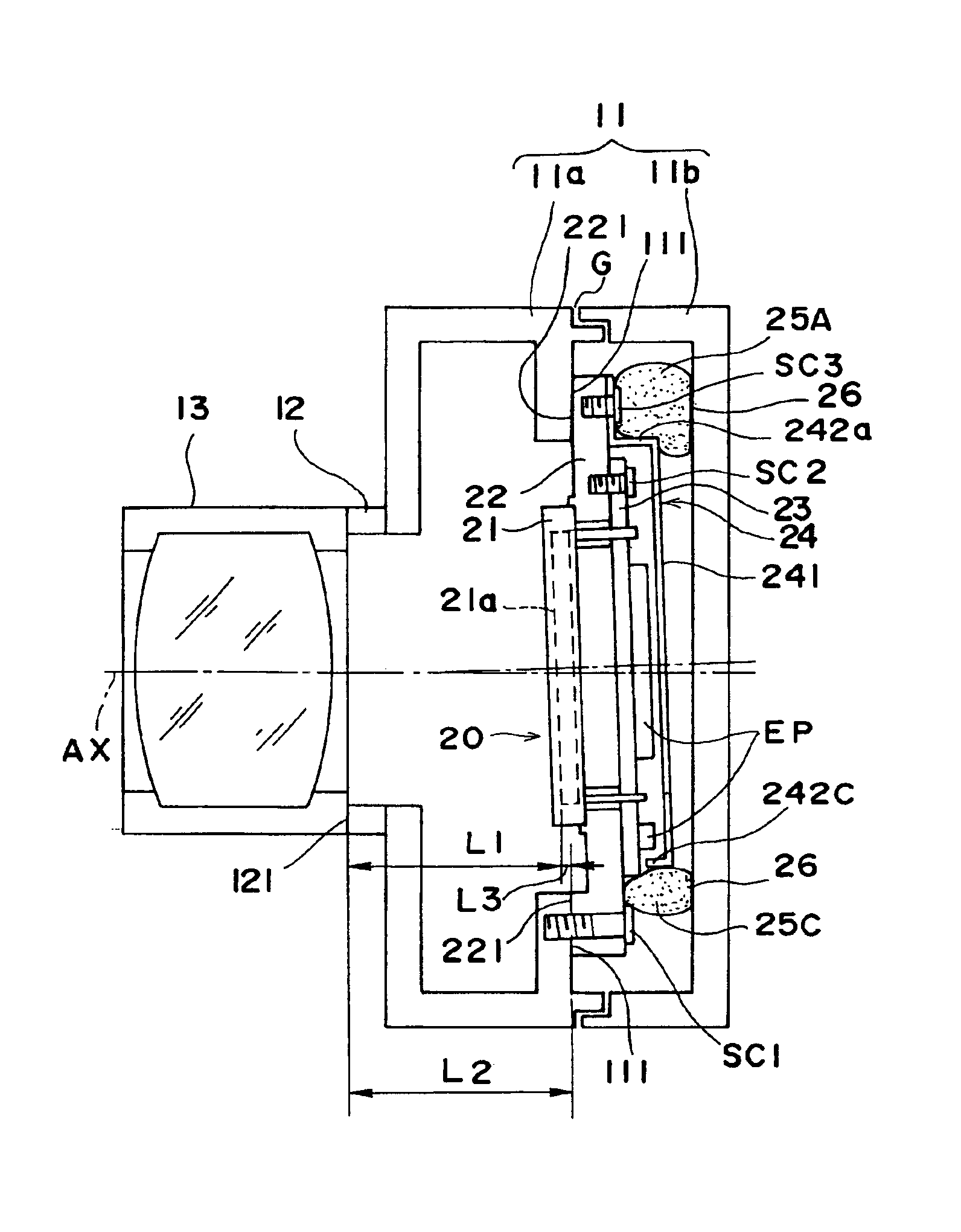 Electronic camera having conductive elastic body provided for shield plate