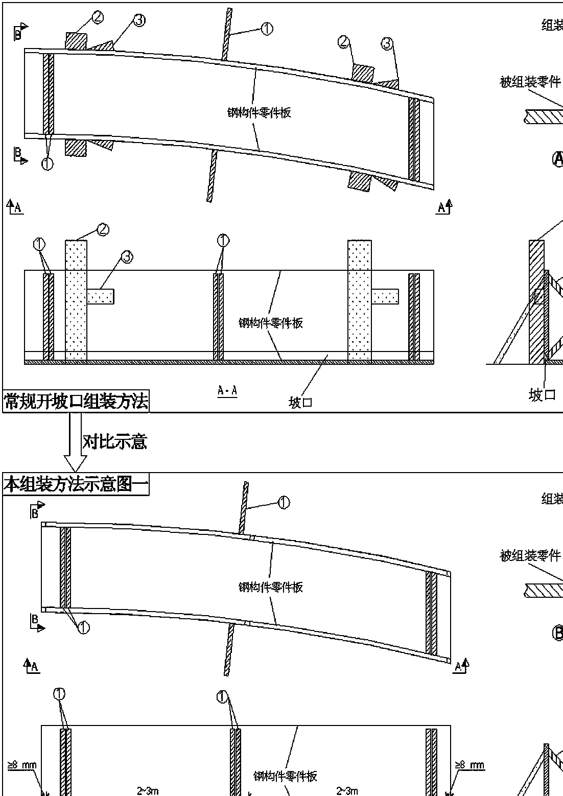 Steel component assembly method with supporting and positioning functions