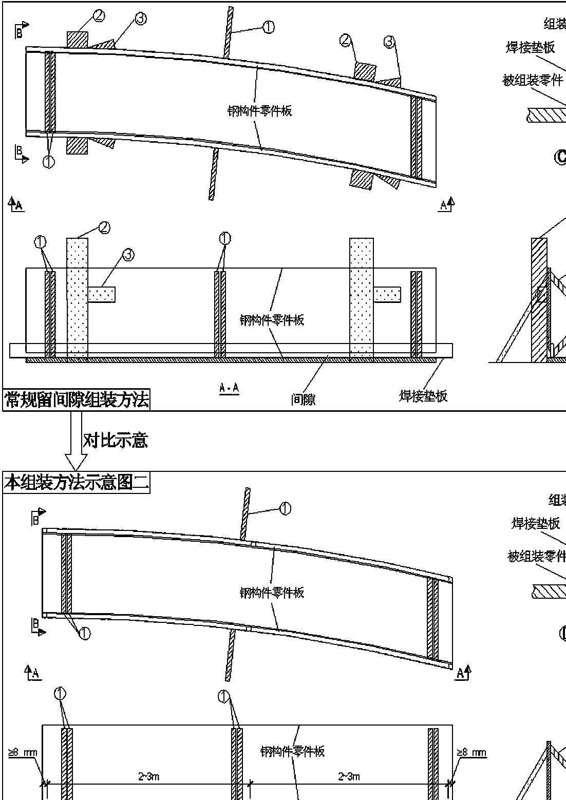 Steel component assembly method with supporting and positioning functions