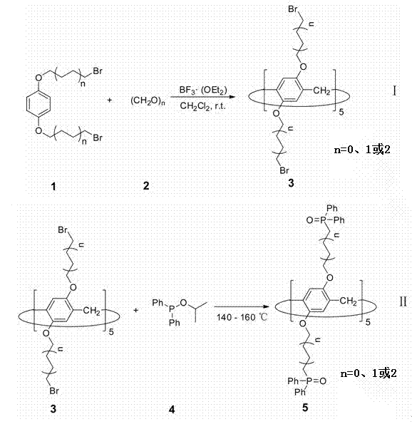 Phosphine oxide-modified pillar (5) arene derivative and application thereof