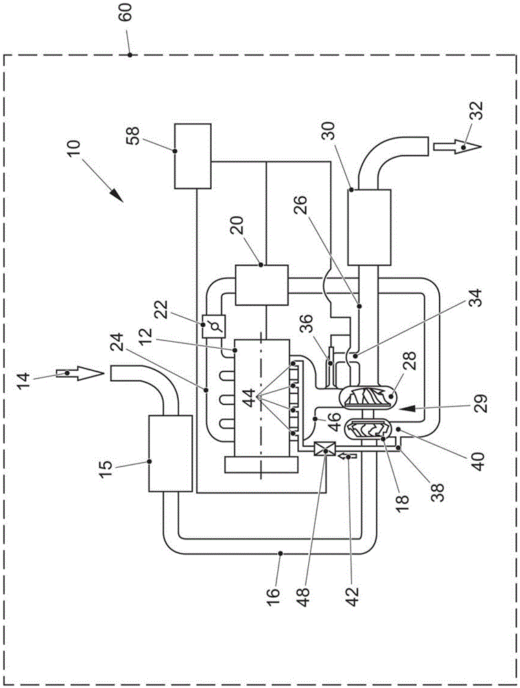 Turbocharged combustion engine with an externally ignited combustion motor and method for operating such a combustion engine