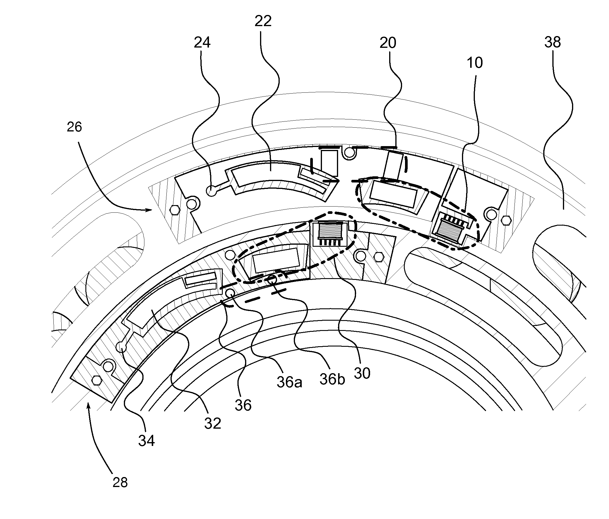 Module for determining an operating characteristic of a bearing